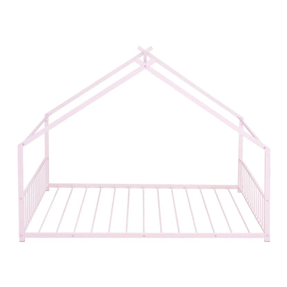 Metal House Bed frame in pale pink with canopy rails on Tampa Home & Garden Store