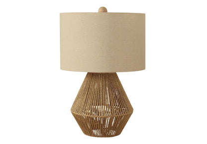 Transitional Rope Table Lamp with Beige Linen Shade, rope-wrapped base by HouseOfZazla on Tampa Home & Garden Store