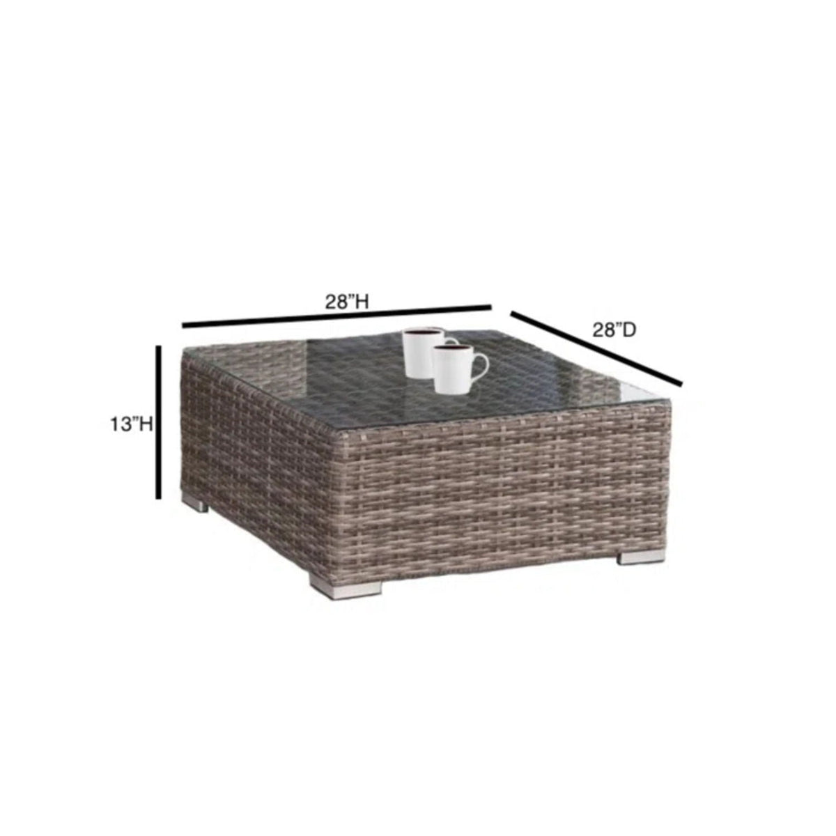 HouseOfZazla 3-piece brown wicker outdoor seating set with cushions and glass-top table on Tampa Home & Garden Store