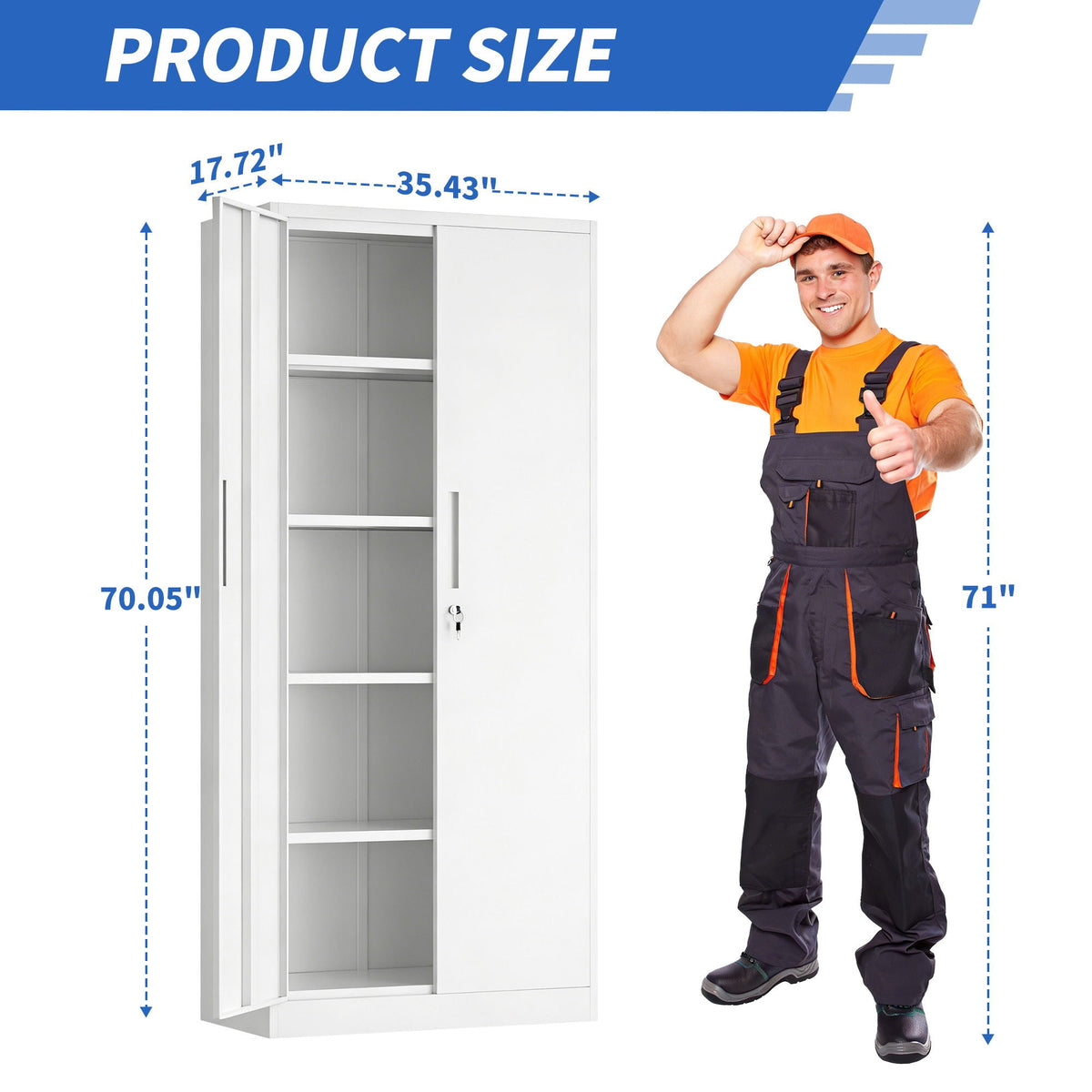 Steel garage storage cabinet by HouseOfZazla with adjustable shelves and lock in white on Tampa Home & Garden Store