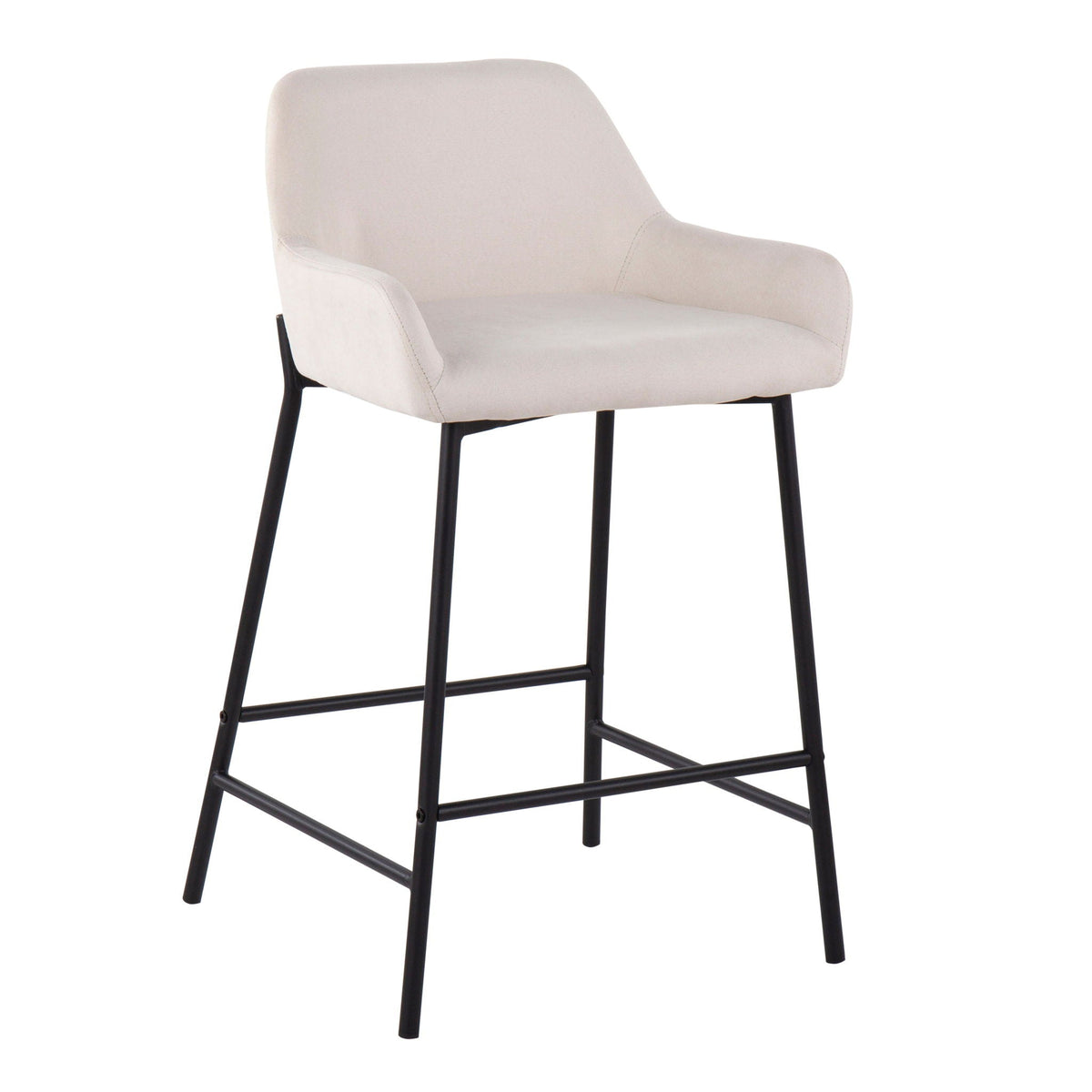 Counter stool set with upholstered beige seats, black metal legs, 2-pack HouseOfZazla on Tampa Home & Garden Store