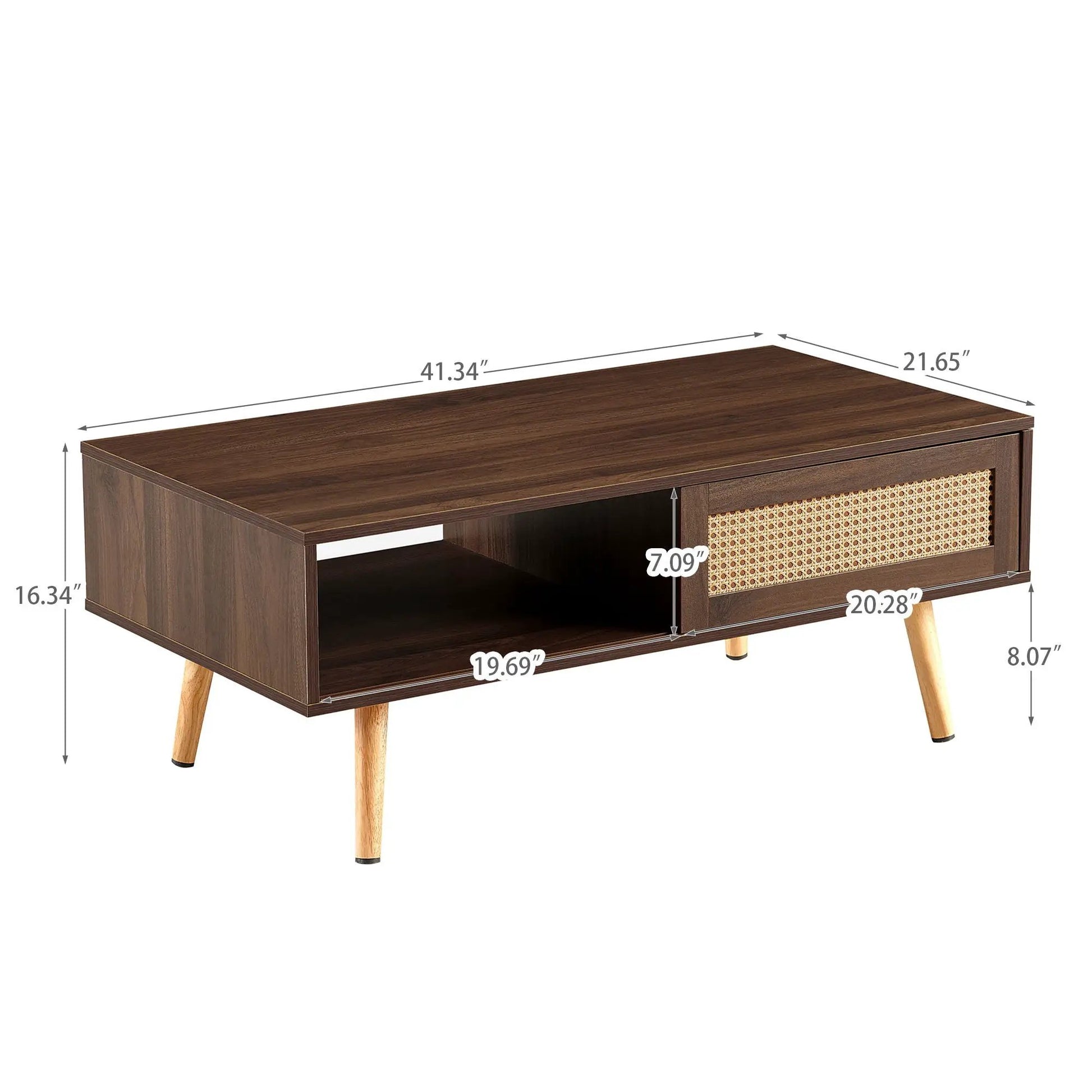 41.34in rattan coffee table with sliding storage doors, dark legs Unique Piece Furniture on Tampa Home & Garden Store