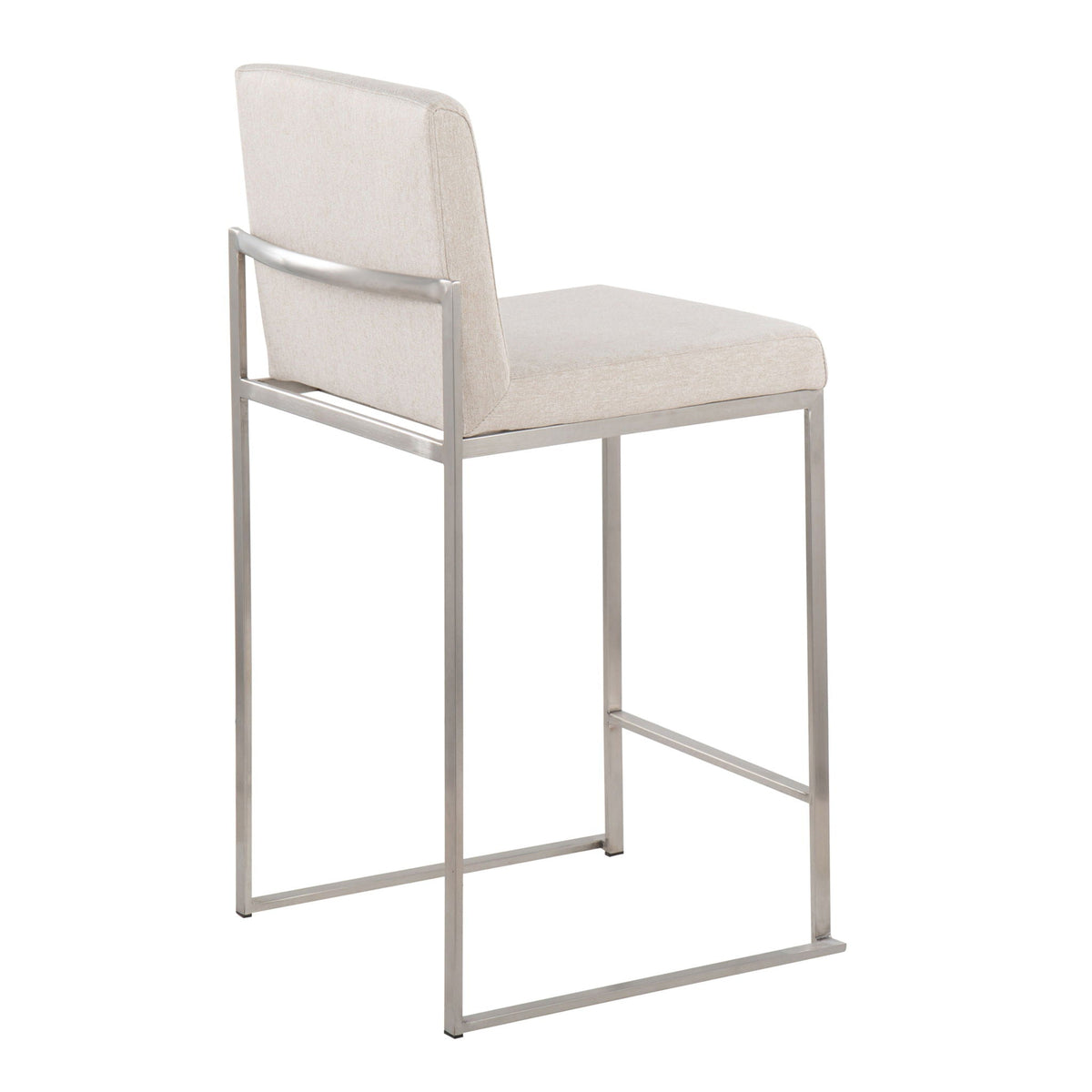 Counter stool high back with beige backrest and seat, brushed metal frame by HouseOfZazla on Tampa Home & Garden Store