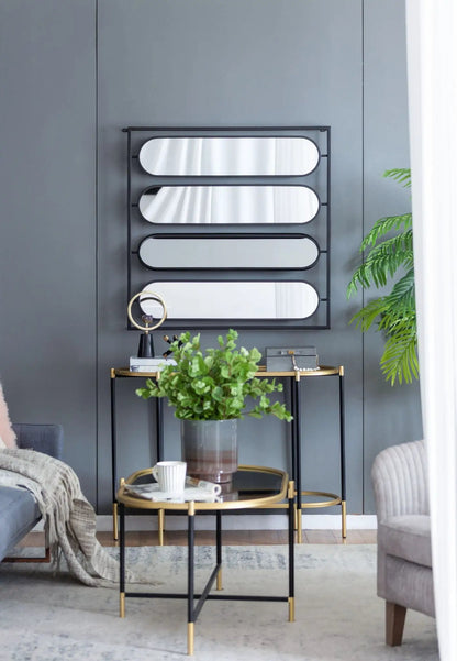 Wall mirror large black metal frame with four oval panels by Unique Piece Furniture on Tampa Home & Garden Store