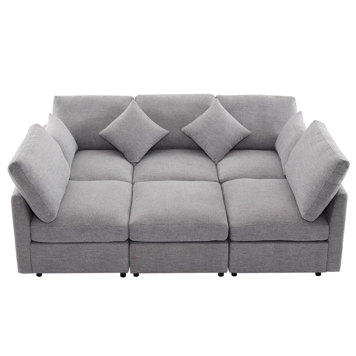 Sectional sofa 2-piece set in grey fabric with plush cushions by HouseOfZazla on Tampa Home & Garden Store