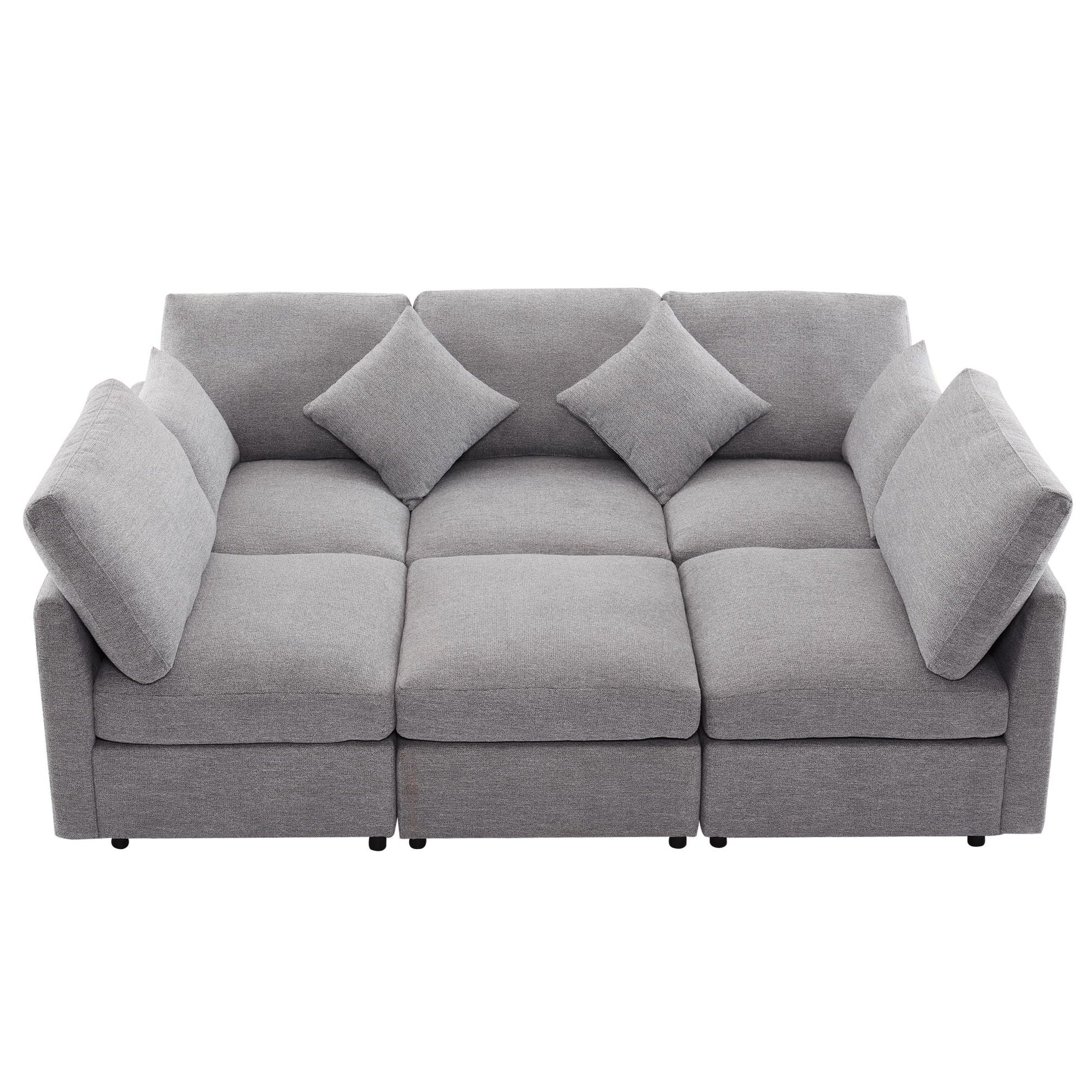 Sectional sofa 2-piece set in grey fabric with plush cushions by HouseOfZazla on Tampa Home & Garden Store
