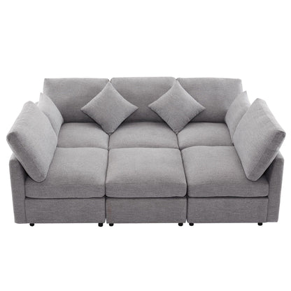 Sectional sofa 2-piece set in grey fabric with plush cushions by HouseOfZazla on Tampa Home & Garden Store