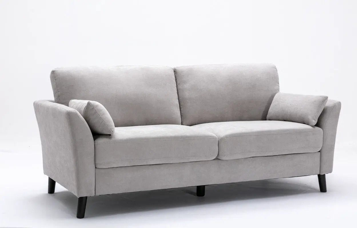 Damian Woven Fabric Sofa with Accent Pillows
