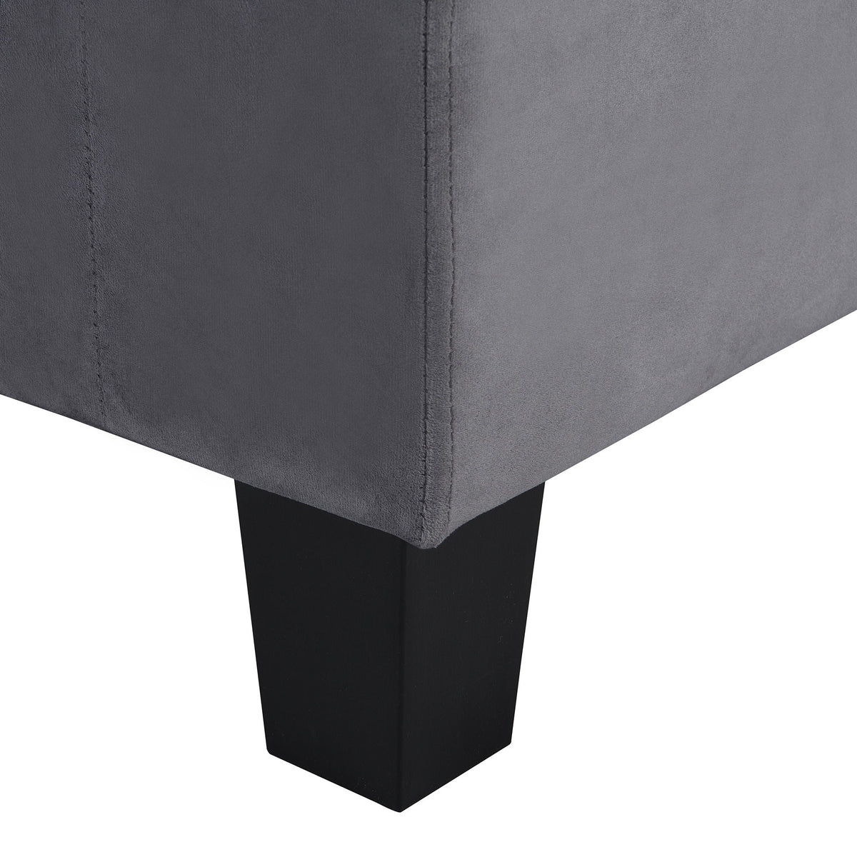 Modern stationary sectional sofa in dark gray upholstery with black leg on Tampa Home & Garden Store