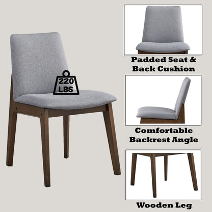 Kaela Side Chair Set of 2 Light Gray Fabric