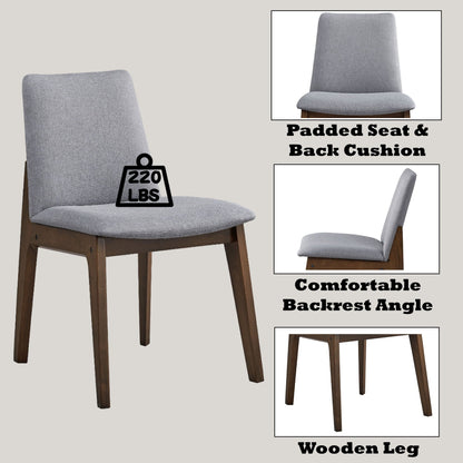 Kaela Side Chair Set of 2 in gray fabric with padded seat and back cushion by HouseOfZazla on Tampa Home & Garden Store