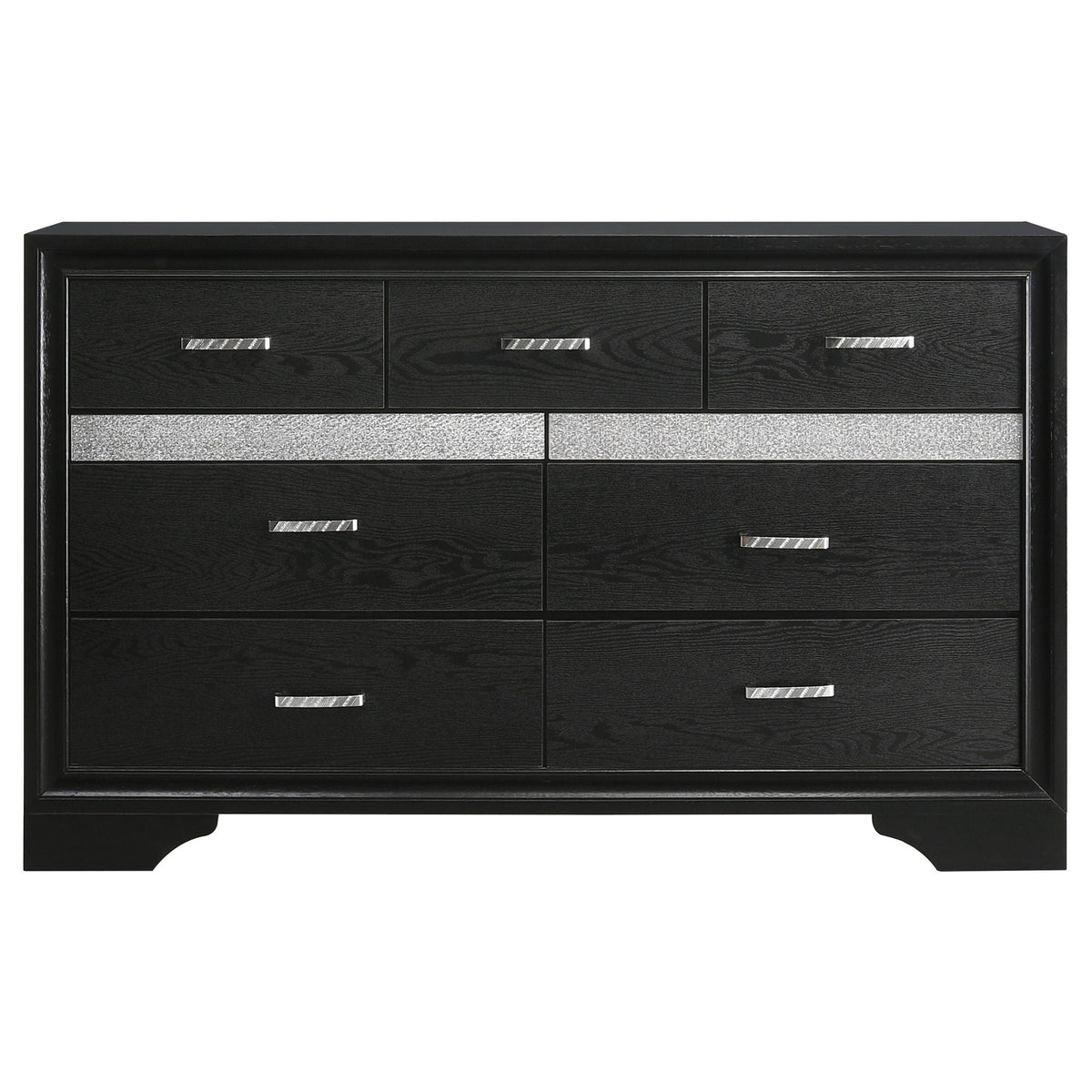Annie 4 Piece Bedroom Set dresser in black finish with silver drawer pulls by HouseOfZazla on Tampa Home & Garden Store