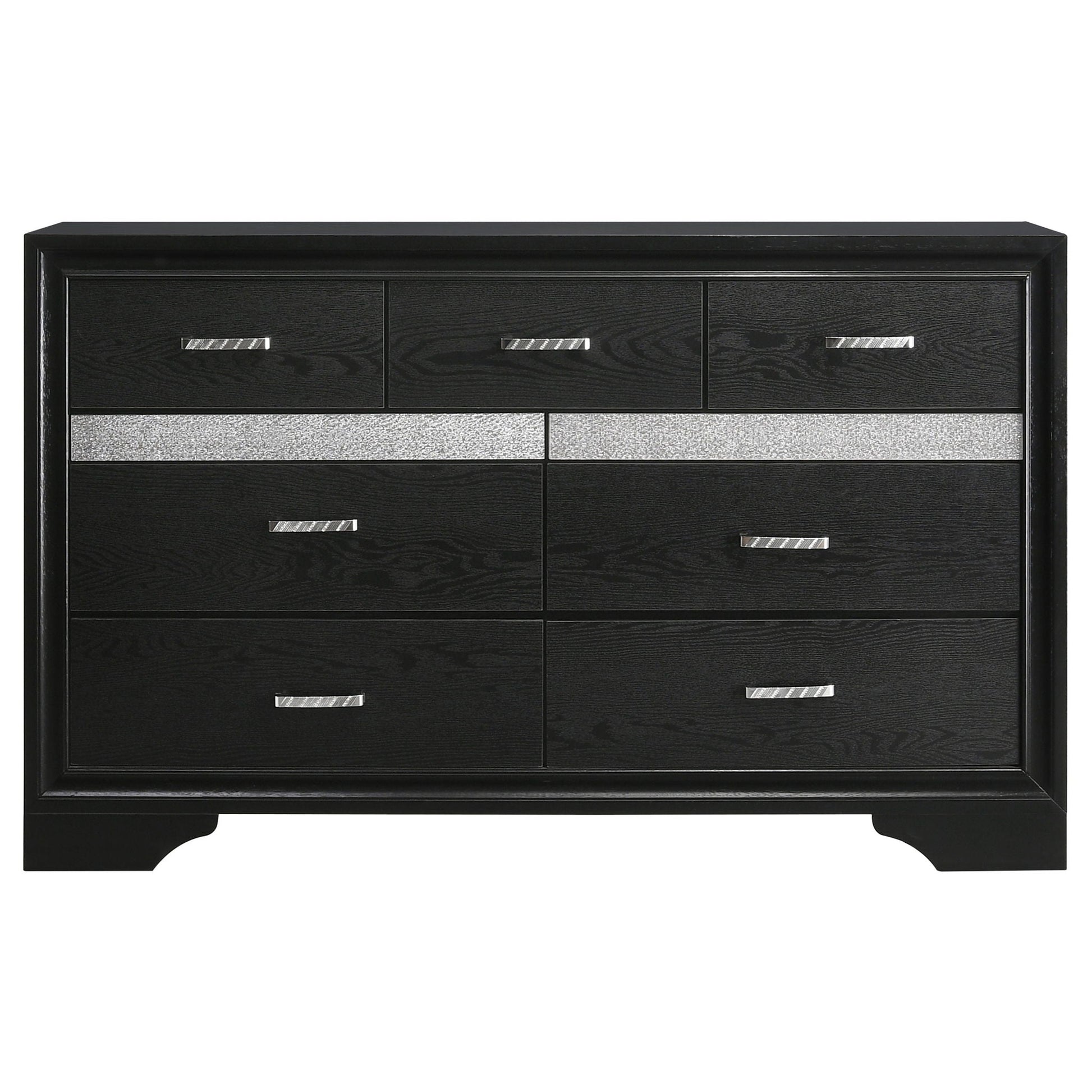 Annie 4 Piece Bedroom Set dresser in black finish with silver drawer pulls by HouseOfZazla on Tampa Home & Garden Store