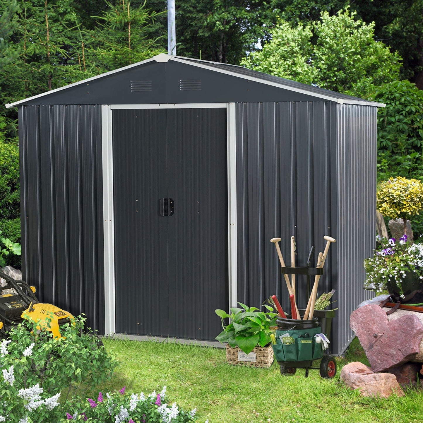 Outdoor Metal Storage Shed And Floor Base
