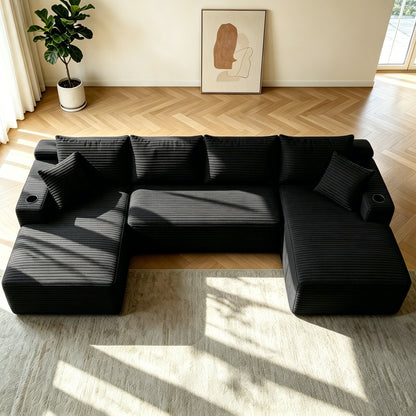 Corduroy Cloud Sectional Sofa and Modular Chaise