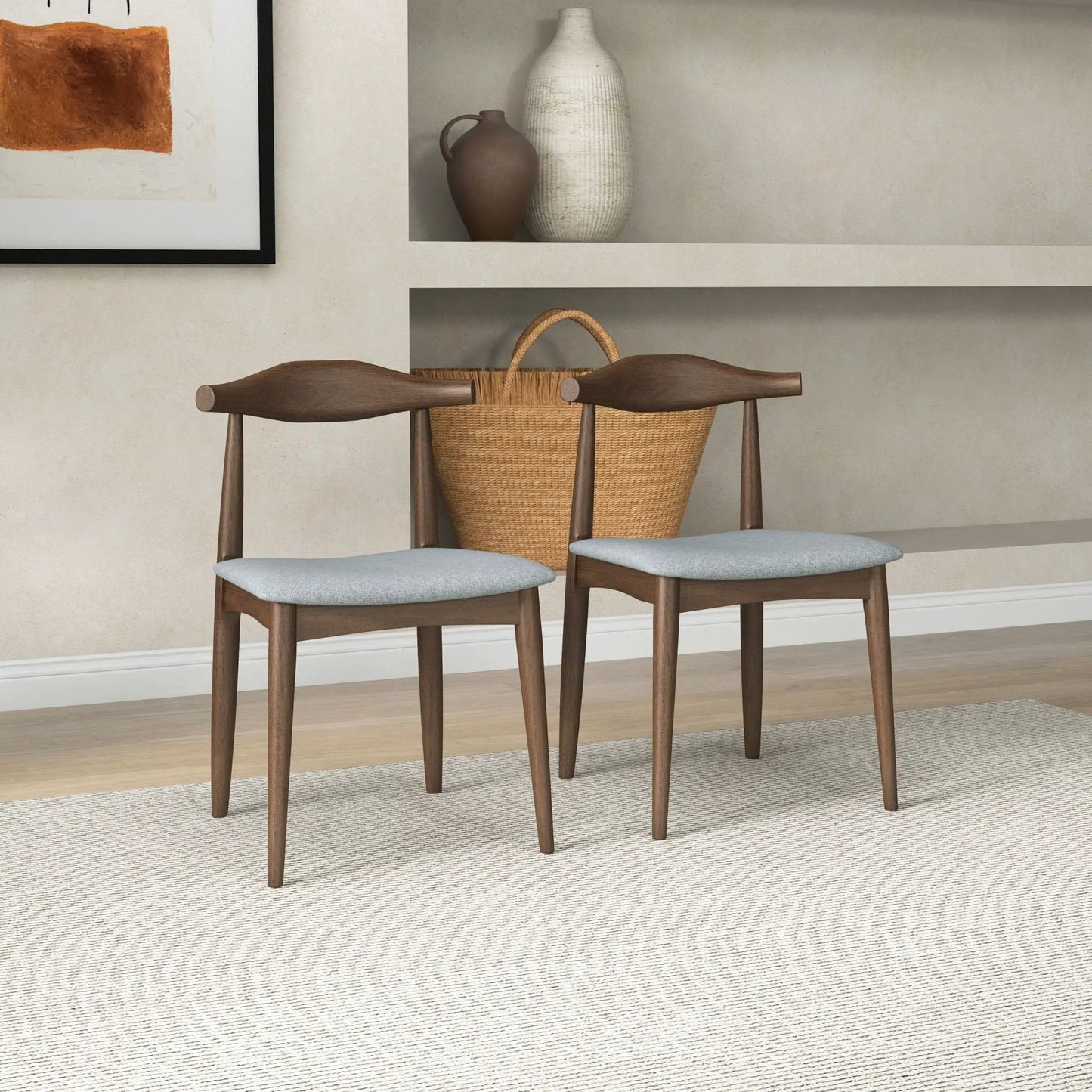 Brooklyn Dining Chairs Gray Set of 2 Mid Century