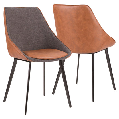 Contemporary two-tone chair set with brown leather and gray cushions on Tampa Home & Garden Store