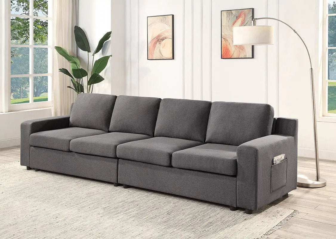 Waylon stationary sectional sofa gray fabric four-seat by Unique Piece Furniture on Tampa Home & Garden Store