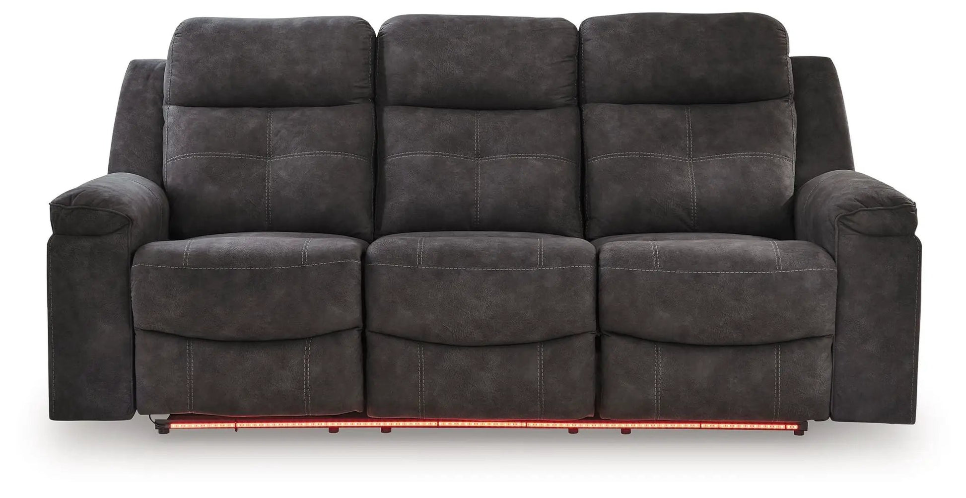 Brysonview charcoal reclining sofa by Unique Piece Furniture, three-seat, LED lighting on Tampa Home & Garden Store