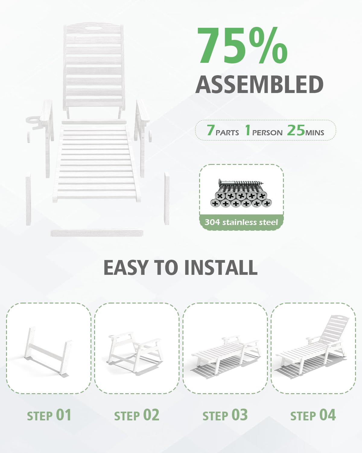 Reclining Outdoor HDPE Patio Lounge Chair