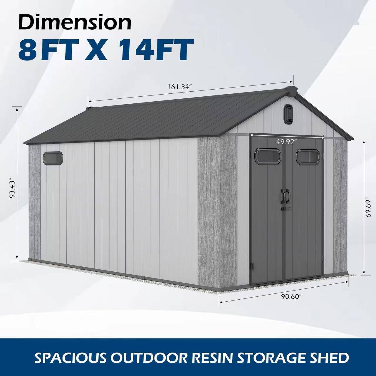 Heavy Duty 8X14Ft Resin Outdoor Shed and Mat