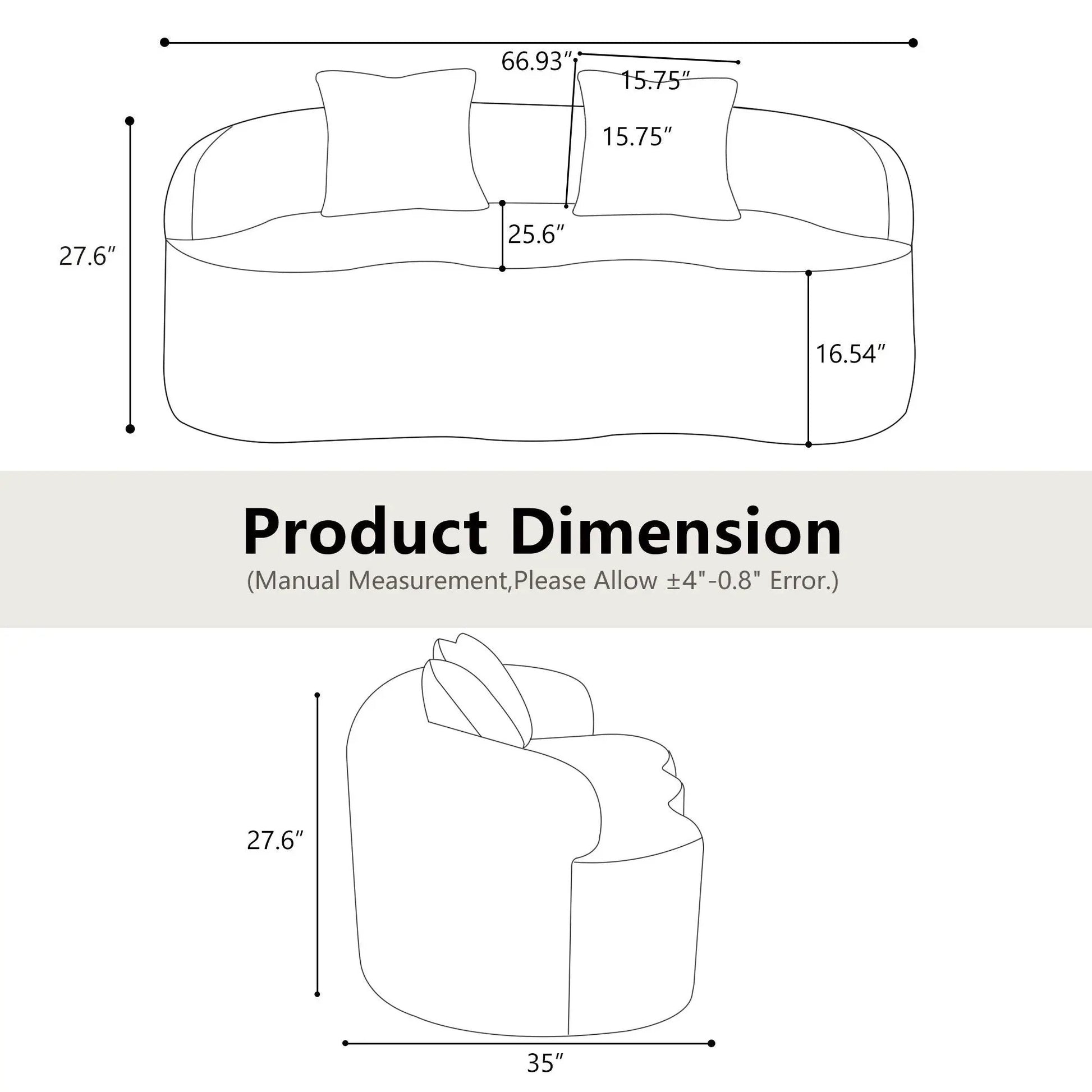 Curved Loveseat Sofa With Round Armrest by Unique Piece Furniture, stationary sofa on Tampa Home & Garden Store