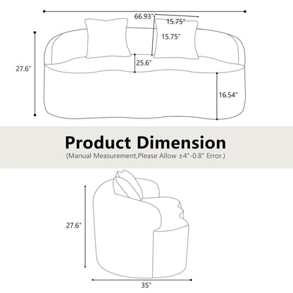 Curved Loveseat Sofa With Round Armrest by Unique Piece Furniture, stationary sofa on Tampa Home & Garden Store