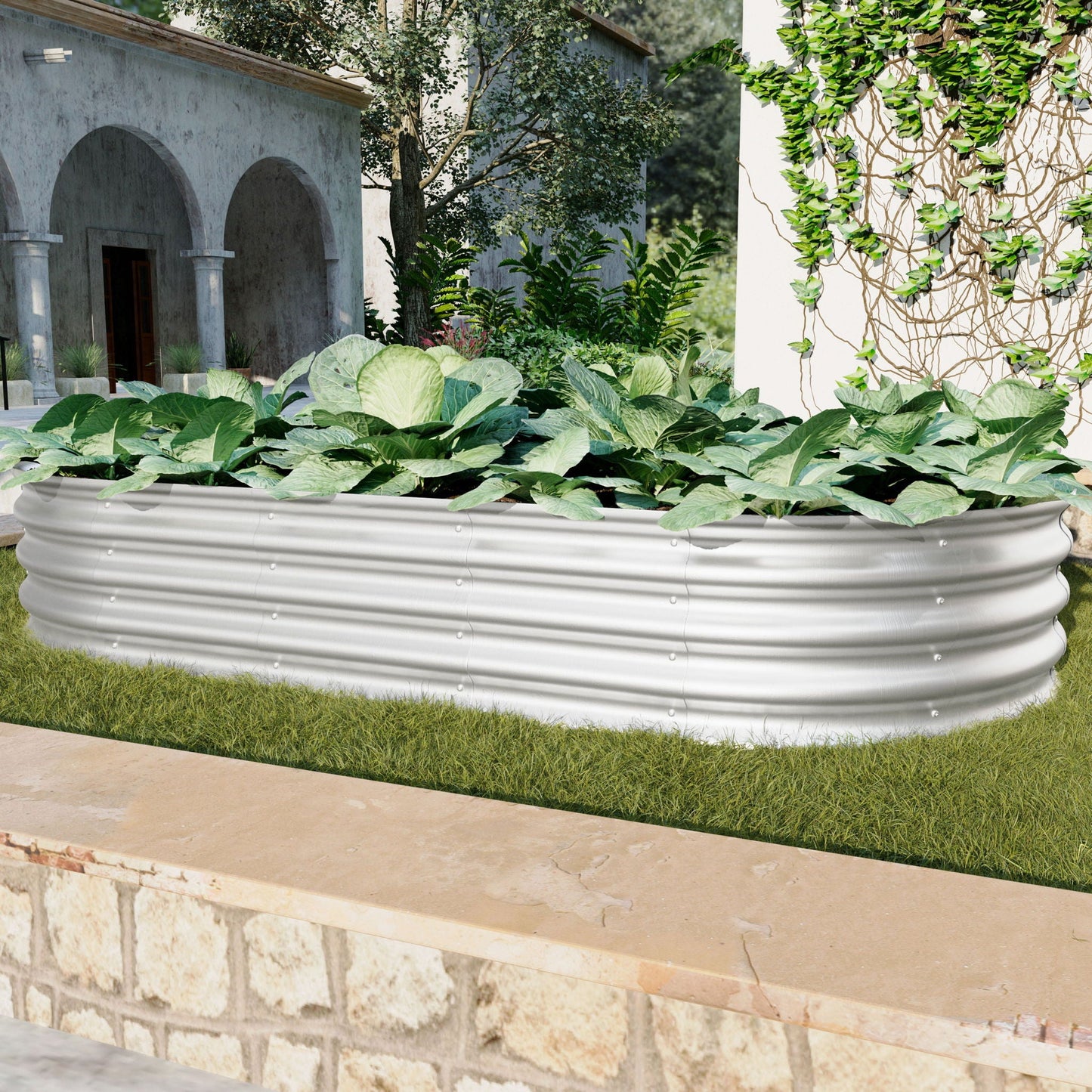 Heavy duty galvanized raised garden bed kit by HouseOfZazla with ribbed walls on Tampa Home & Garden Store