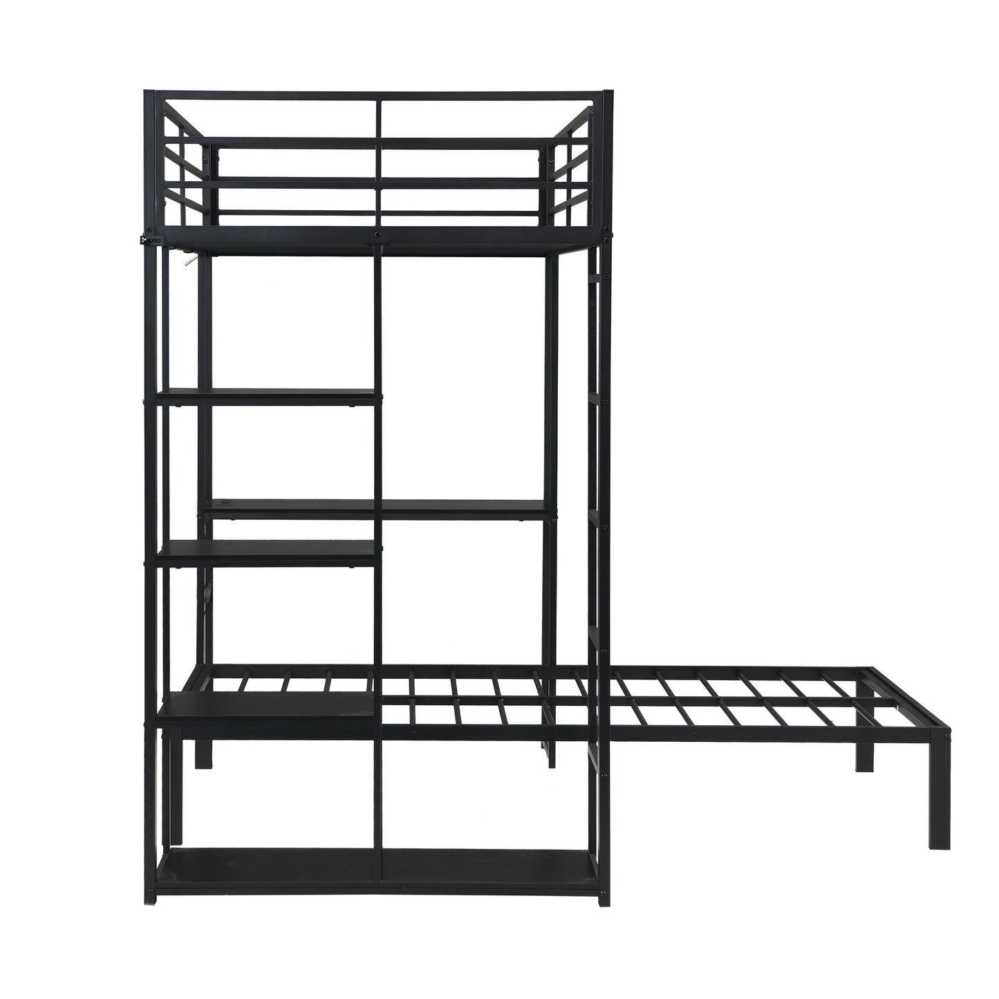 Metal Loft Bed Frame With Desk And Storage