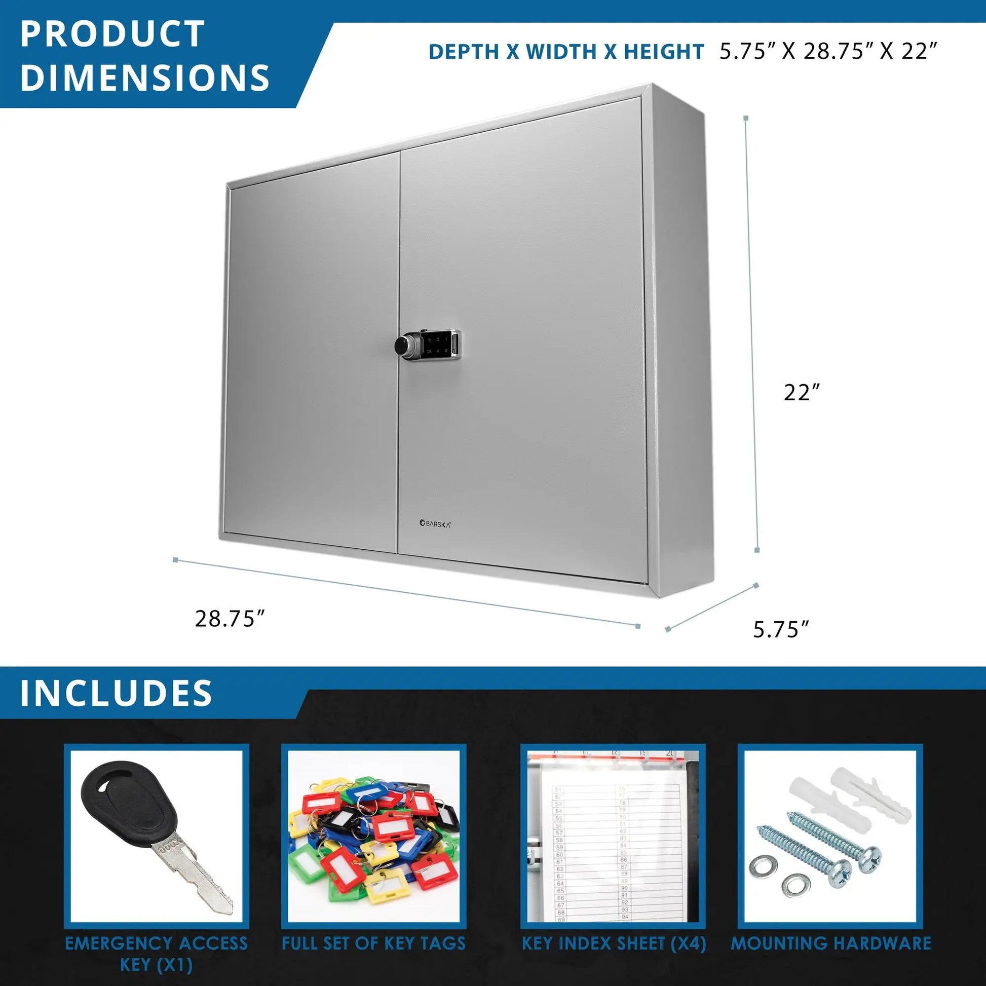 Key lock box gray, 400-key wall-mounted with digital lock by Unique Piece Furniture on Tampa Home & Garden Store