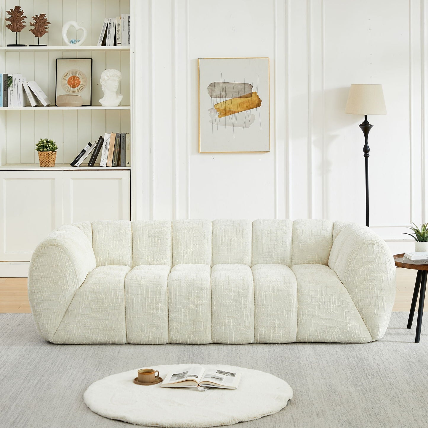 Modern Piano Key Backrest Sofa With Upholstery