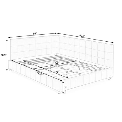 Upholstered Bed Frame with Tufted Backrest