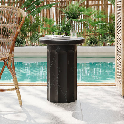 Outdoor Lightweight Concrete Marble Side Table