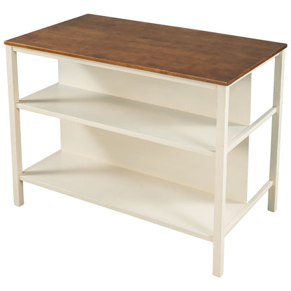 Rustic Kitchen Island and Two Wooden Bar Stools