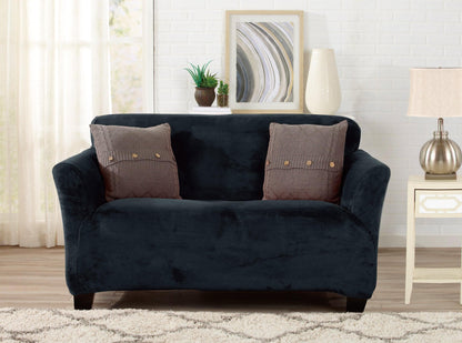 Velvet Stretch Slipcover Gale Collection for sofa in navy, Great Bay Home on Tampa Home & Garden Store