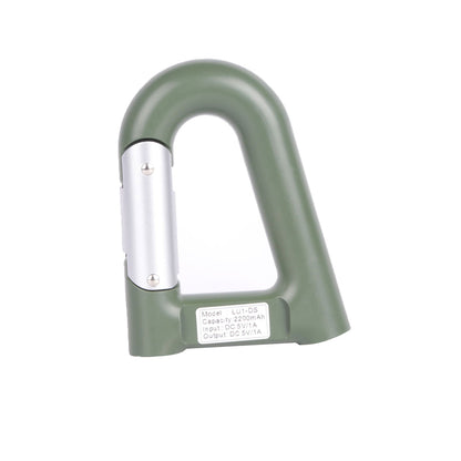 GemGear green carabiner-shaped power bank 2200mAh with metal latch on Tampa Home & Garden Store