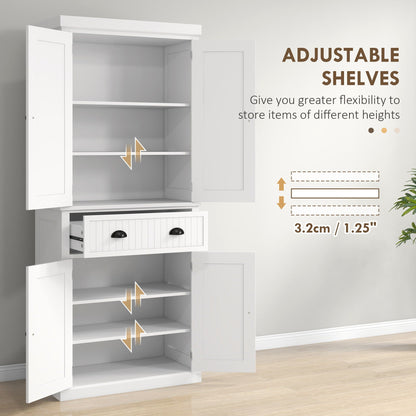 Freestanding White Kitchen Pantry and Cabinet