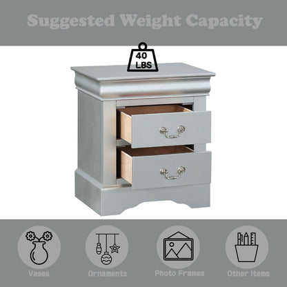 Louis Philippe Accent Nightstand gray finish with wood interior drawers by HouseOfZazla on Tampa Home & Garden Store