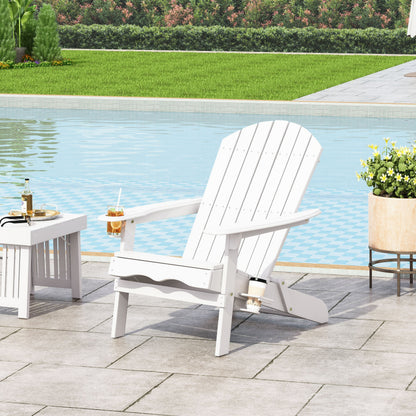 Zenithia Outdoor Foldable Adirondack Chair with 2 Cup Holders, White by HouseOfZazla on Tampa Home & Garden Store