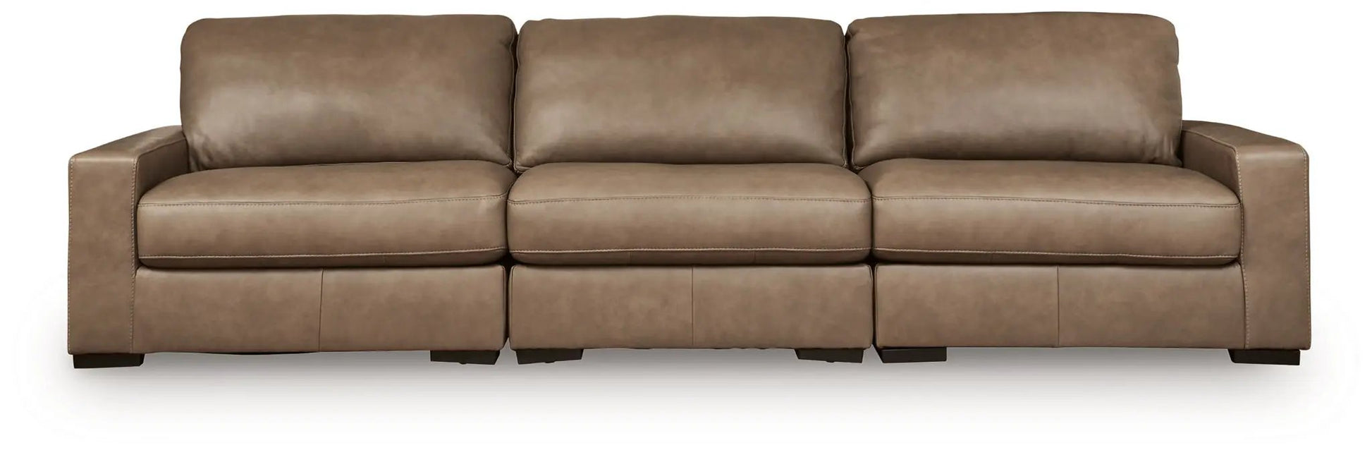 Veronella Stationary Sectional by Unique Piece Furniture, tan brown leather, 3-seat sofa on Tampa Home & Garden Store