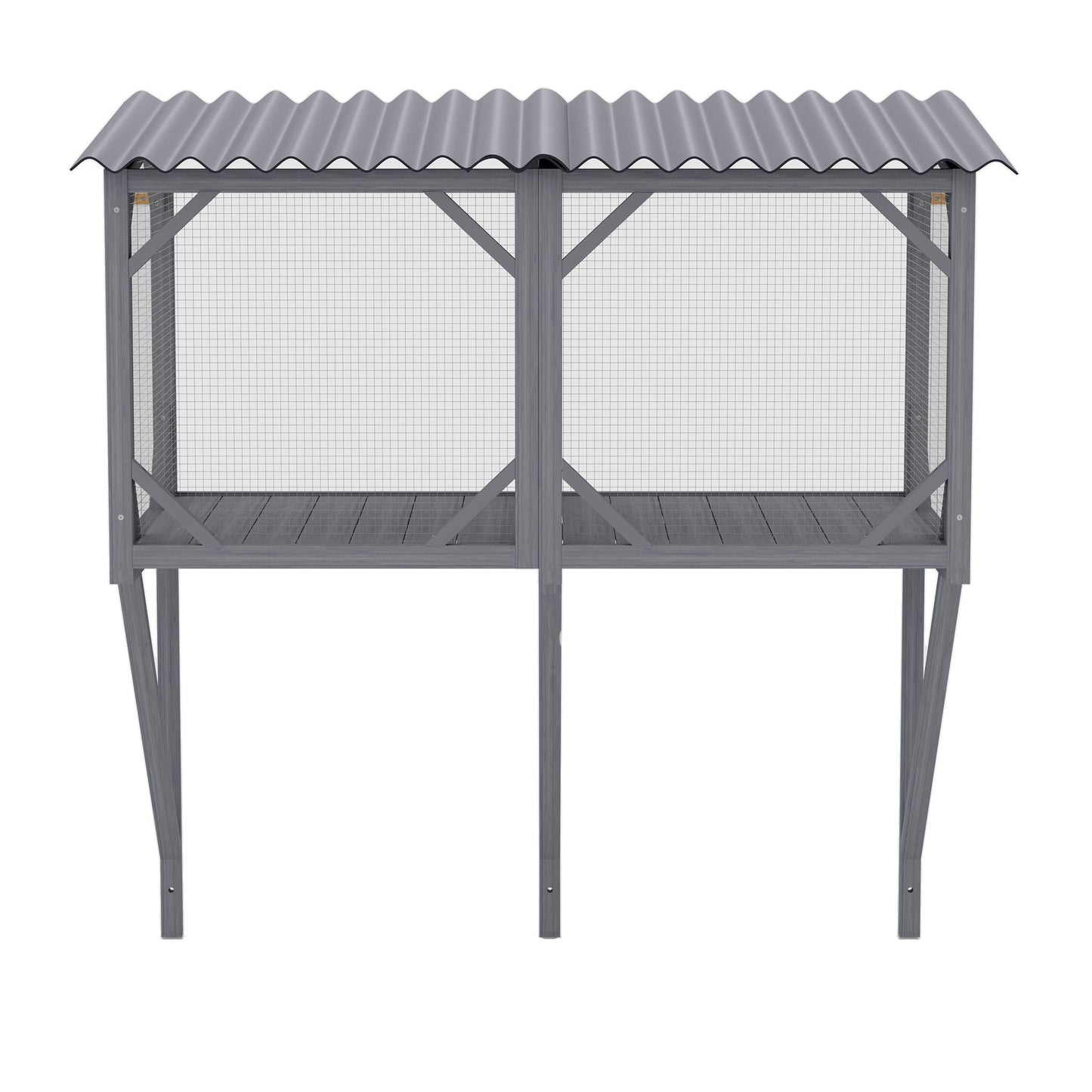 Cat Window Box cage with gray weathered wood frame and wire mesh panels HouseOfZazla on Tampa Home & Garden Store