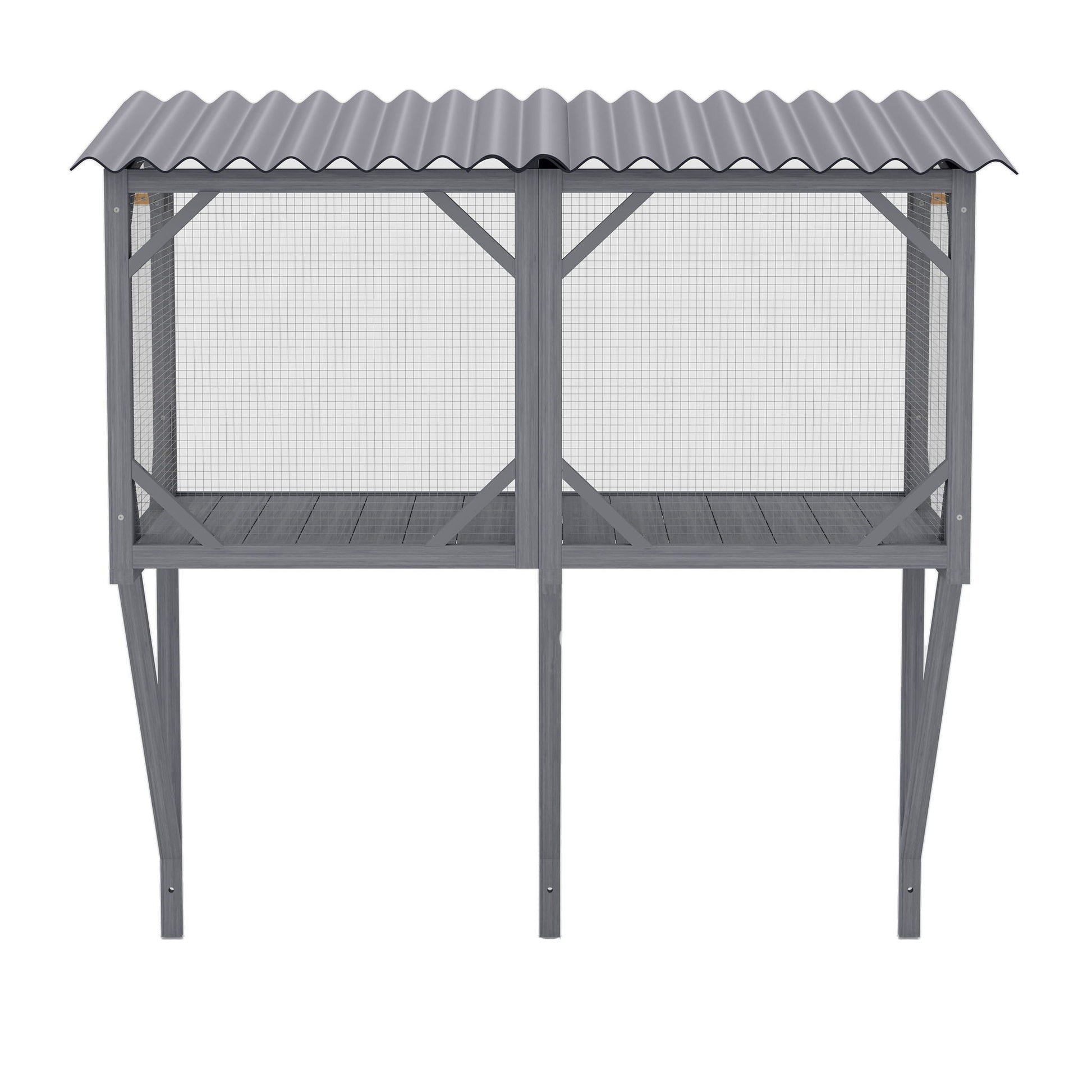 Cat Window Box cage with gray weathered wood frame and wire mesh panels HouseOfZazla on Tampa Home & Garden Store