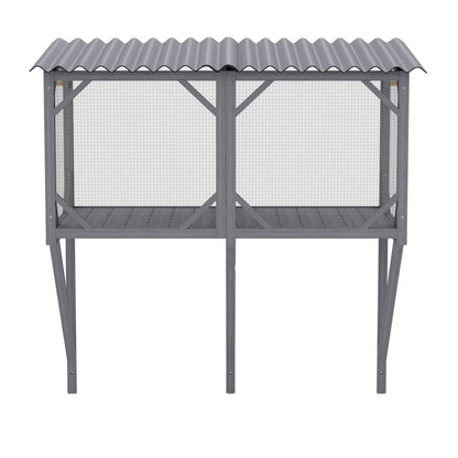 Cat Window Box cage with gray weathered wood frame and wire mesh panels HouseOfZazla on Tampa Home & Garden Store