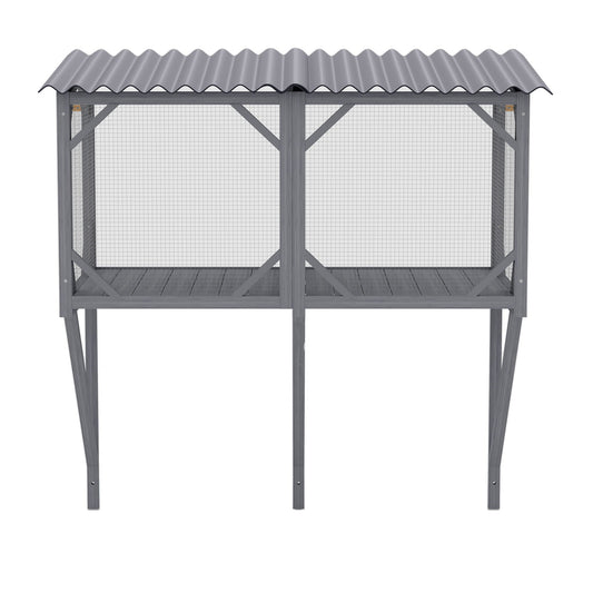 Cat Window Box cage with gray weathered wood frame and wire mesh panels HouseOfZazla on Tampa Home & Garden Store