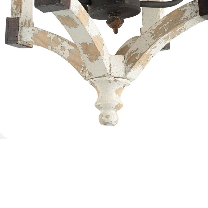 4 Light Chandelier with cream distressed finish and ornate bottom finial by HouseOfZazla on Tampa Home & Garden Store