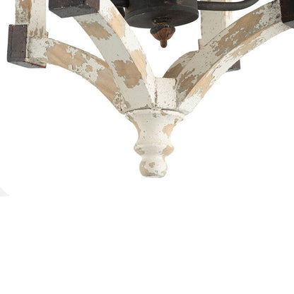 4 Light Chandelier with cream distressed finish and ornate bottom finial by HouseOfZazla on Tampa Home & Garden Store