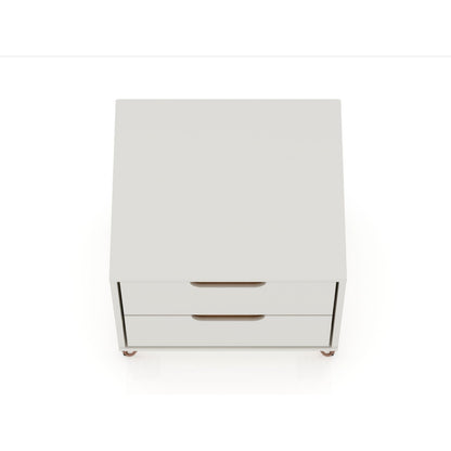 2-drawer accent nightstand in light gray with splayed legs on Tampa Home & Garden Store