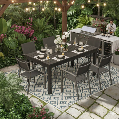Extendable Outdoor Dining Table and Gray Frame