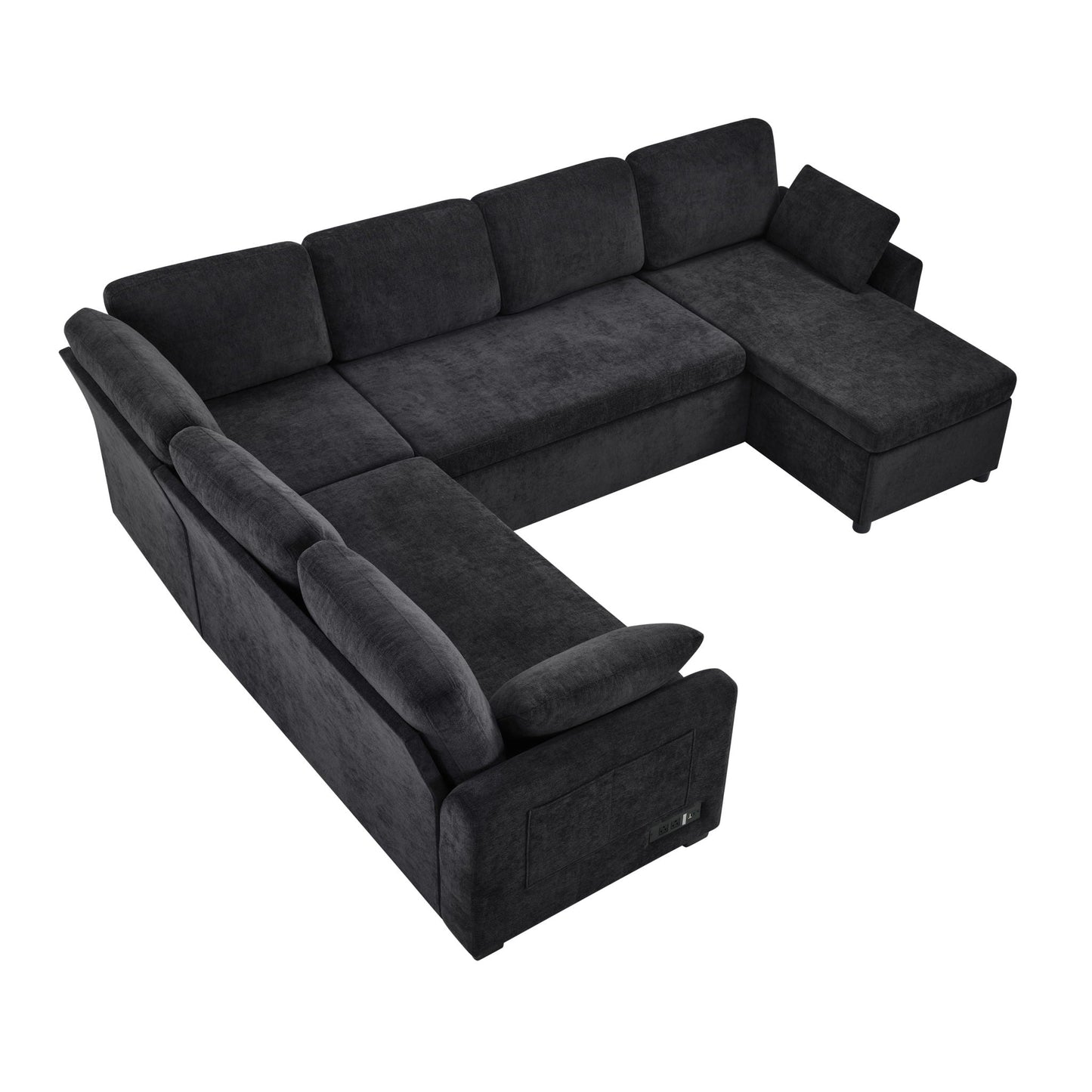 HouseOfZazla convertible U-shaped sectional sofa bed with reversible chaise in dark fabric on Tampa Home & Garden Store