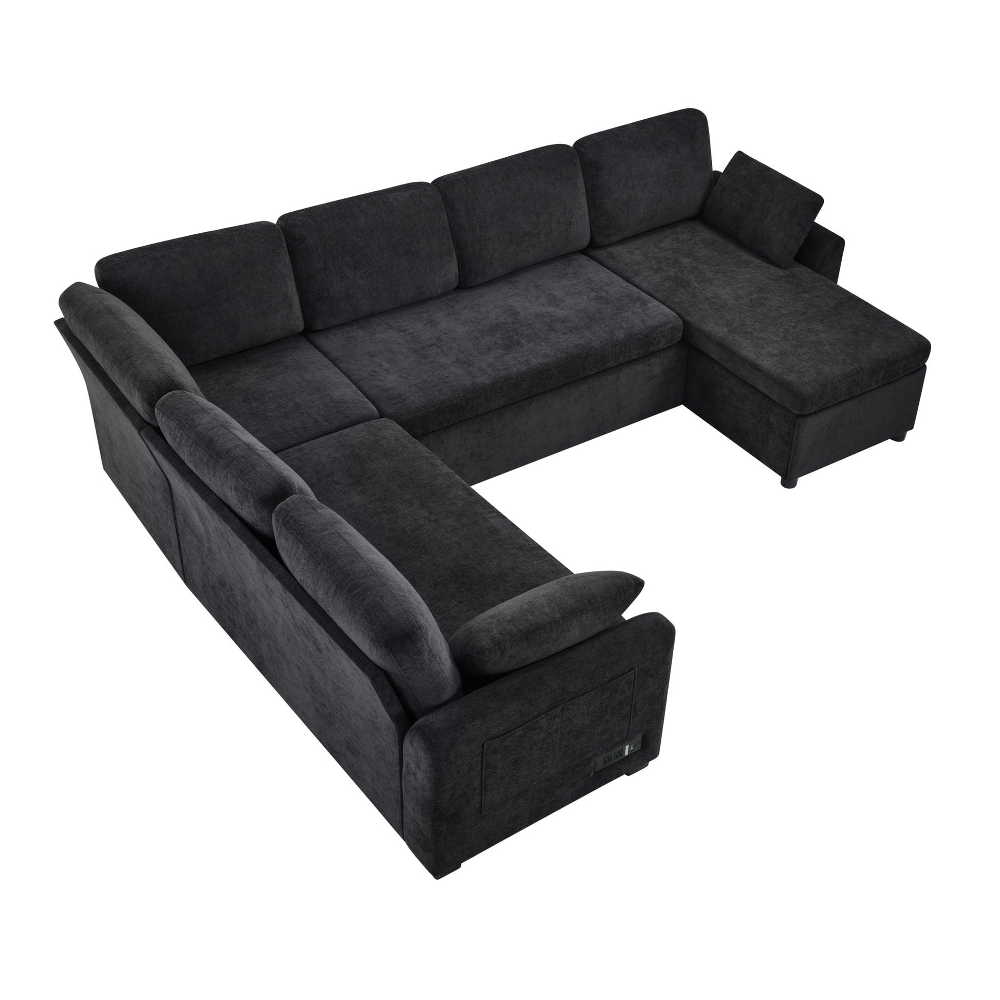 HouseOfZazla convertible U-shaped sectional sofa bed with reversible chaise in dark fabric on Tampa Home & Garden Store